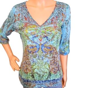 W y2k Babydoll Burnout Fairygrunge Top Rhinestones Fairycore Bling Heart Sz S